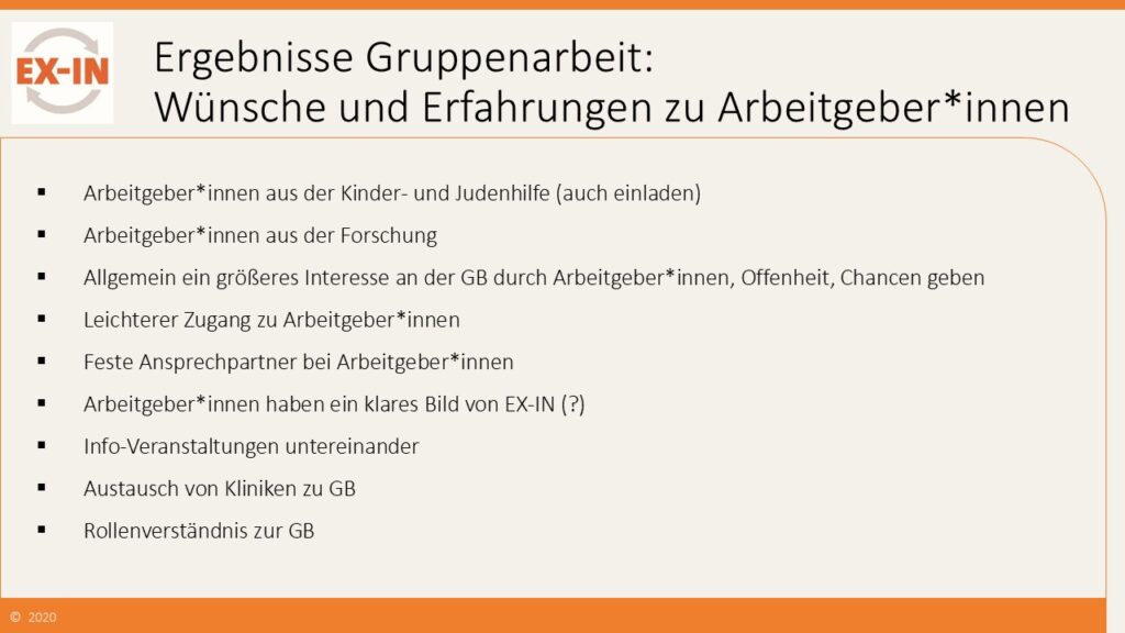 14. Ergebnisse der Gruppenarbeit_Wünsche und Erfahrungen zu ArbeitgeberInnen