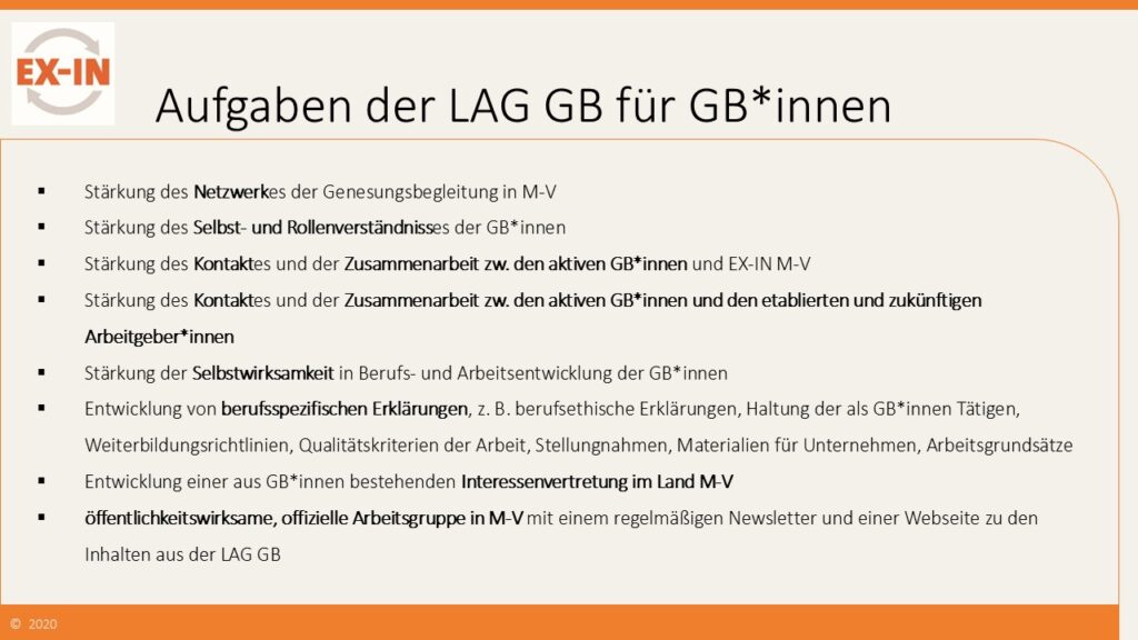 5. Aufgaben der LAG GB für Genesungsbegleitende