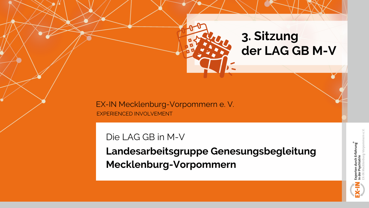 Mehr über den Artikel erfahren 3. Sitzung der Landesarbeitsgruppe Genesungsbegleitung M-V am 21.11.2024