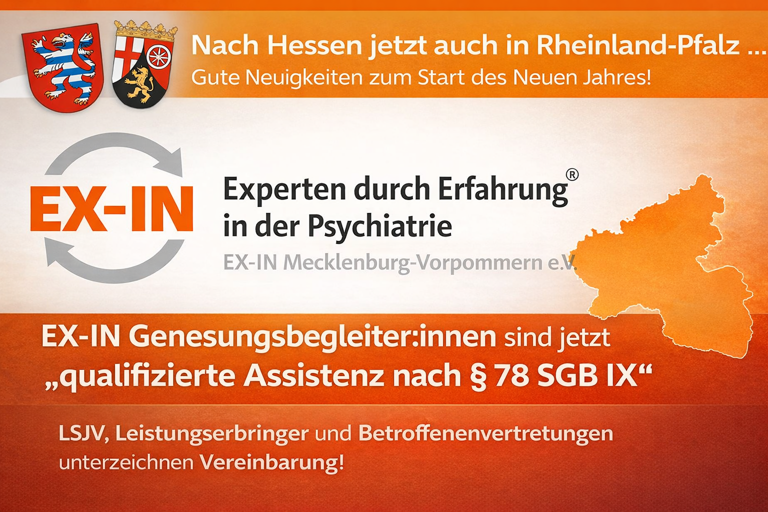 Mehr über den Artikel erfahren EX-IN Genesungsbegleiter/innen als qualifizierte Assistenz jetzt auch in Rheinland-Pfalz anerkannt